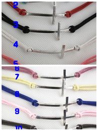 mixed 10 color 10pcs/lot leather chain bracelet Jewelry Bracelet fashion bracelet DIY cross leather Silver cord bracelet cross bracelet