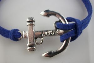 20st / lot herrar armband silver kärlek ankare armband läder sladd armband läder armband diy mode armband