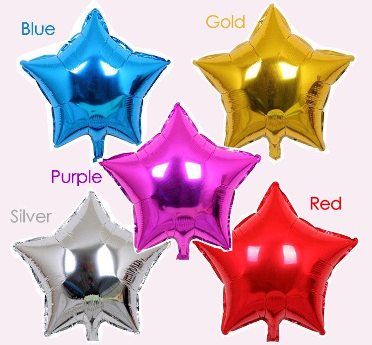 50st 18inch fem-spetsig stjärna heliumfolie ballong, semester fest försörjning dekorationer mix färg
