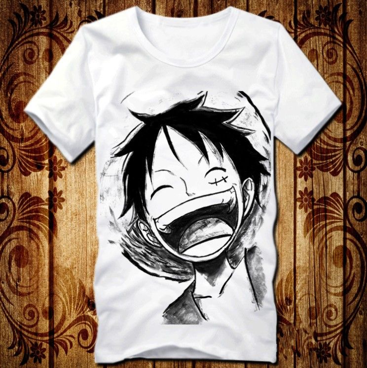 Anime One Piece Clothing Luffy Laughing Costume White T Shirt 7 Types