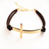 Kors Läder Armband Golden Cross Armband Candy Färg Läderkedja Sju Färdrar