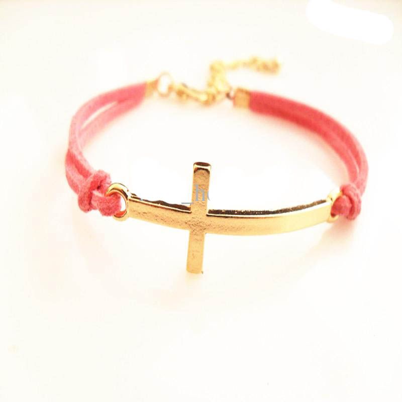 Golden Candy Color Leather Cross Cross Bracelet Womens Chain Available