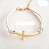 Cross lederen armband gouden kruis armband snoep kleur lederen ketting zeven kleuren