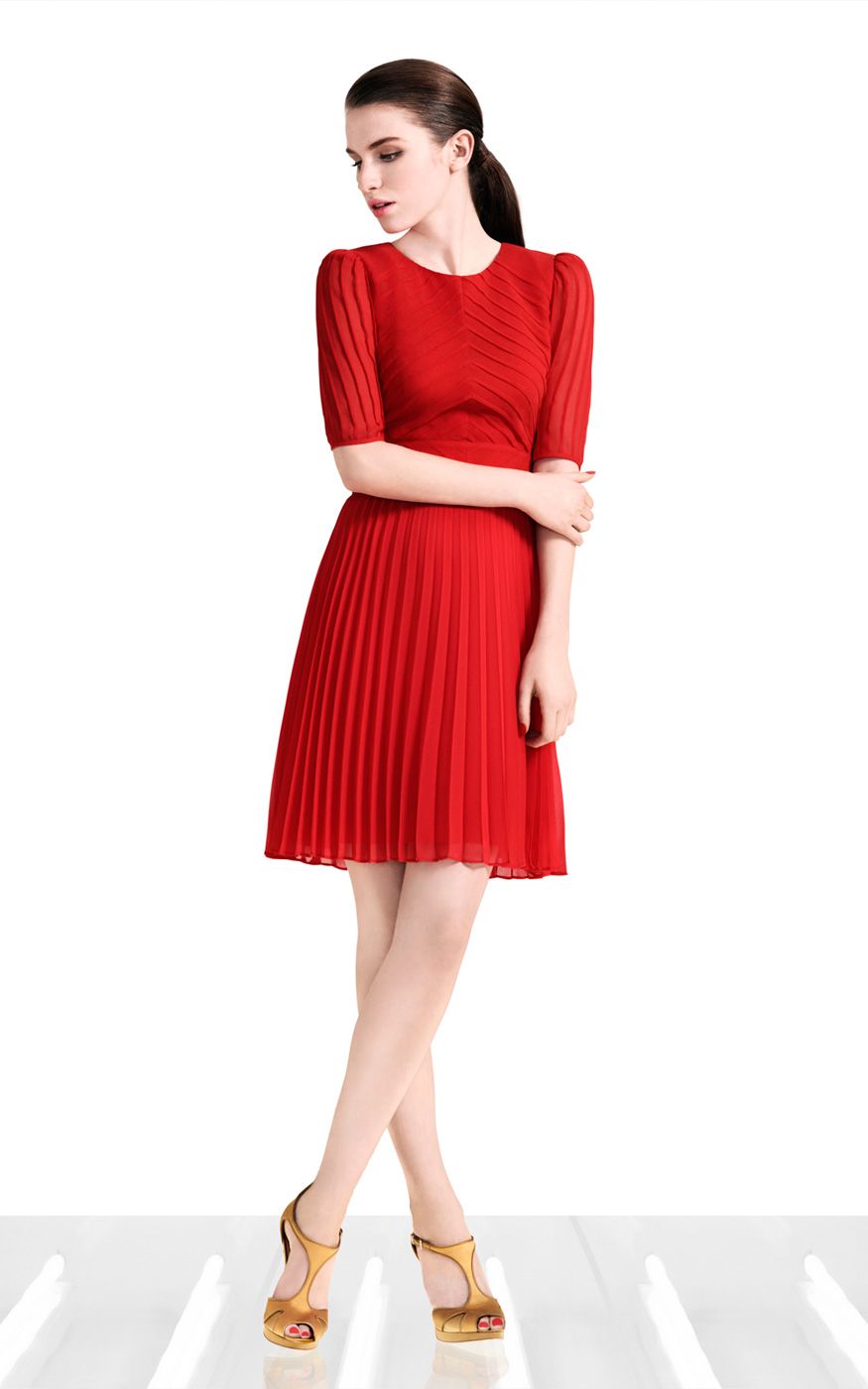 Women Work Dress Fashion Dress Street Style Red Black Ruffle Knee
