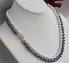Charming!8-9MM White Black Akoya Pearl Necklace 17 18inxhes