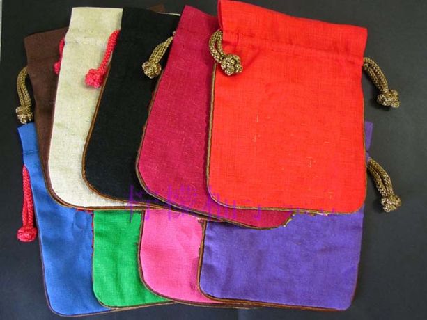 Effen Kleur Kleine Katoen Linnen Tassen Kerst Bruiloft Verjaardagsfeestje Gunst Tassen Trekkoord Sieraden Gift Bag Doek Verpakking Pouch / 