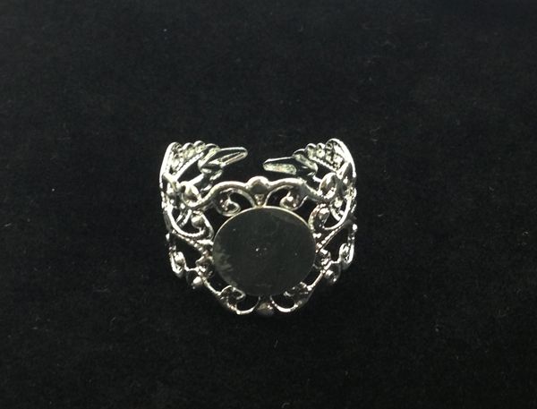 

20 PCS Silver Plated Adjustable Filigree Ring Blanks 18mm #22807