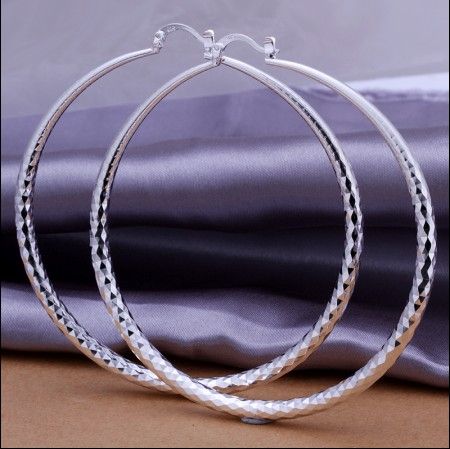 Factory price Top quality 925 silver diameter 7.5CM big hoop earrings fashion classic women jewelry free shipping 10pair/lot
