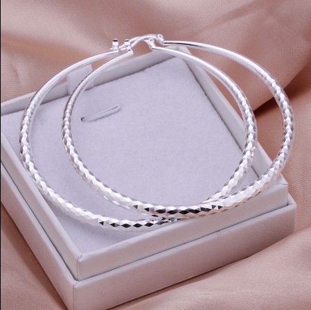 Factory price Top quality 925 silver diameter 7.5CM big hoop earrings fashion classic women jewelry 