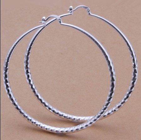 Fabrikens toppkvalitet 925 Silverdiameter 7 5 cm Big Hoop Earrings Fashion Classic Women Jewelry Lot272o