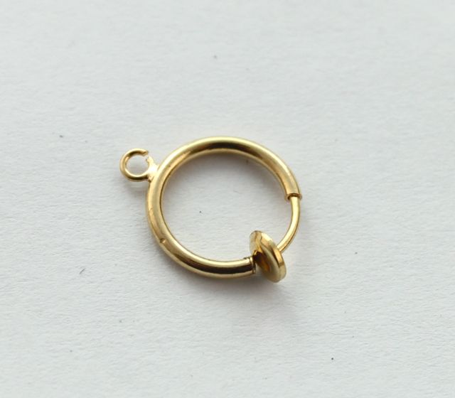 Gold plate Non-piercing Clip on Spring Hoop Earrings 13mm #22782