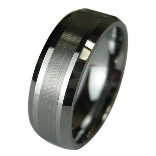 Tungsten Carbide Wedding Band Mens Ring Titanium Color Wideth 8mm Size