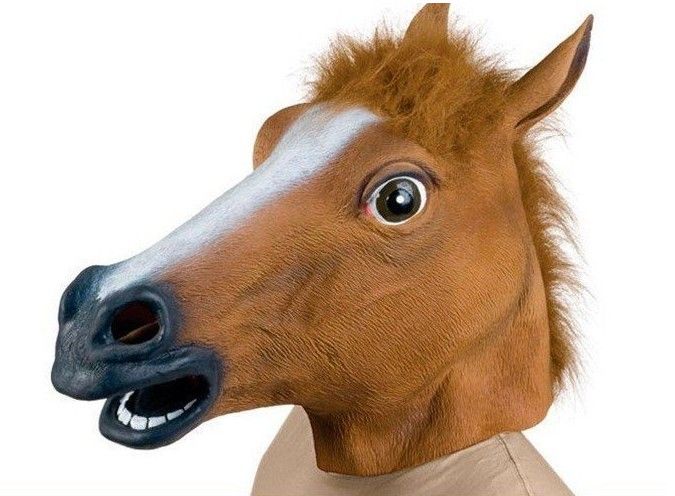 Máscara de cabeça de cavalo realista e assustador traje de halloween novidade látex borracha animal cavalo máscara de halloween 1 pçs/lote