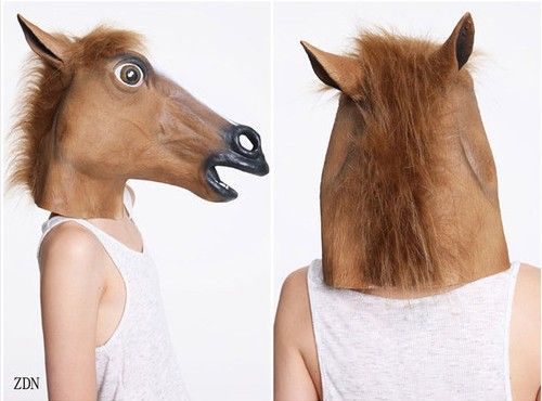 Cabeça de cavalo máscara realista e assustador traje de halloween novidade látex borracha animal cavalo máscara de halloween lot7048387