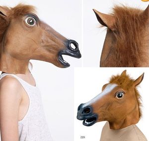 Máscara de cabeça de cavalo realista e assustador traje de halloween novidade látex borracha animal cavalo máscara de halloween 1 pçs/lote