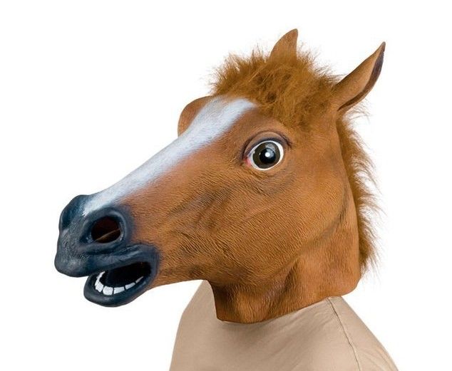 Cabeça de cavalo máscara realista e assustador traje de halloween novidade látex borracha animal cavalo máscara de halloween lot7048387