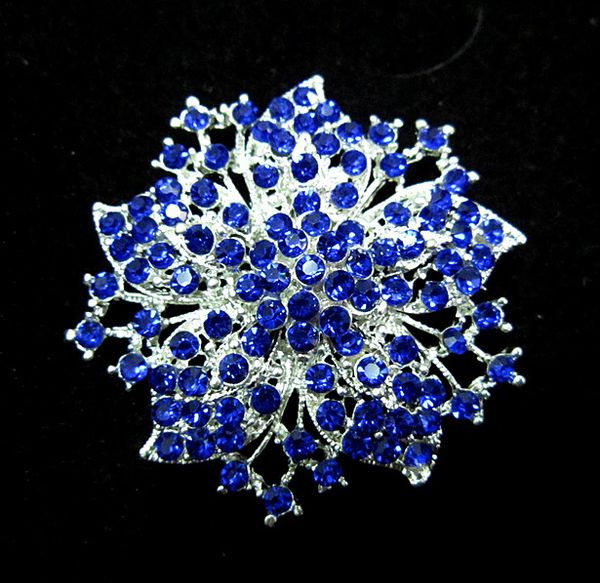 

2.2 дюймов посеребренные королевский синий горный хрусталь Кристалл Diamante цветок б