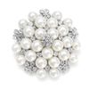 Vintage srebrny ton kryształowy kryształowy kryształowy i faux kremowy klaster perłowy duży bukiet pin broquet broszka