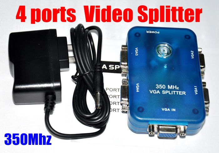 Mini VGA Video Splitter 350Mhz 1 em 4 portas fora 1PC a 4 Interruptor do monitor