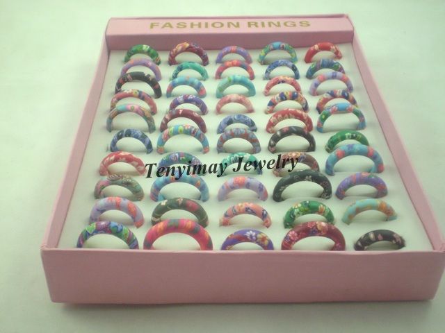 Mixed Polymer Clay Rings 6mm Width Kid's Ring Wholesale 