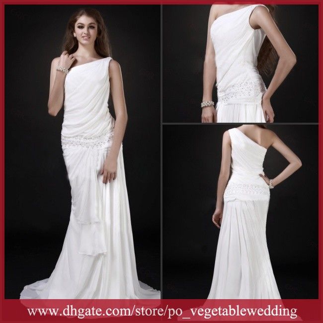  Discount  Vintage Beach Wedding  Dress  Greek Goddess Ruffle 