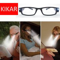 +1.0 Force KIKAR Mode LED Lunettes de lecture avec étui en plastique Nuit Reader Eye Light Up Lunettes Spectacle Diopter Loupe Presbytie