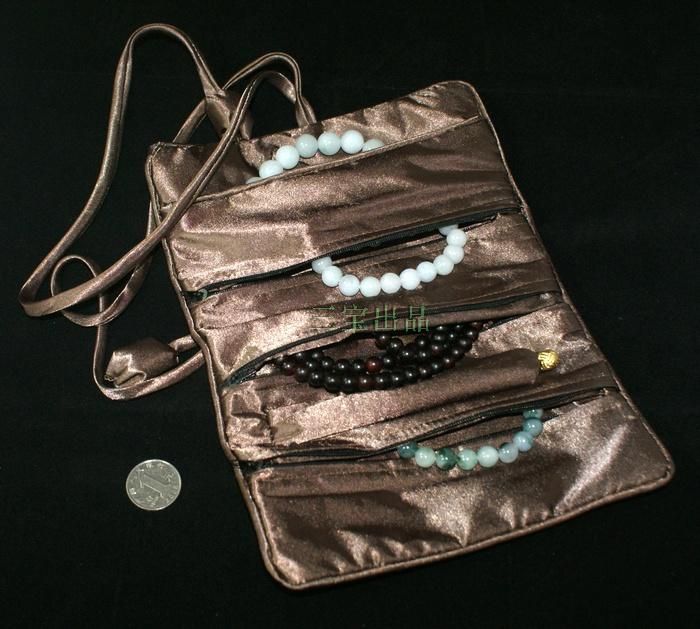 drei Reißverschluss-Schmuck-Roll-Up-Clutch-Reise-Aufbewahrungstasche mit Kordelzug, chinesischer Seidenbrokat-Damen-Kosmetik-Make-up-Verpackungsbeutel