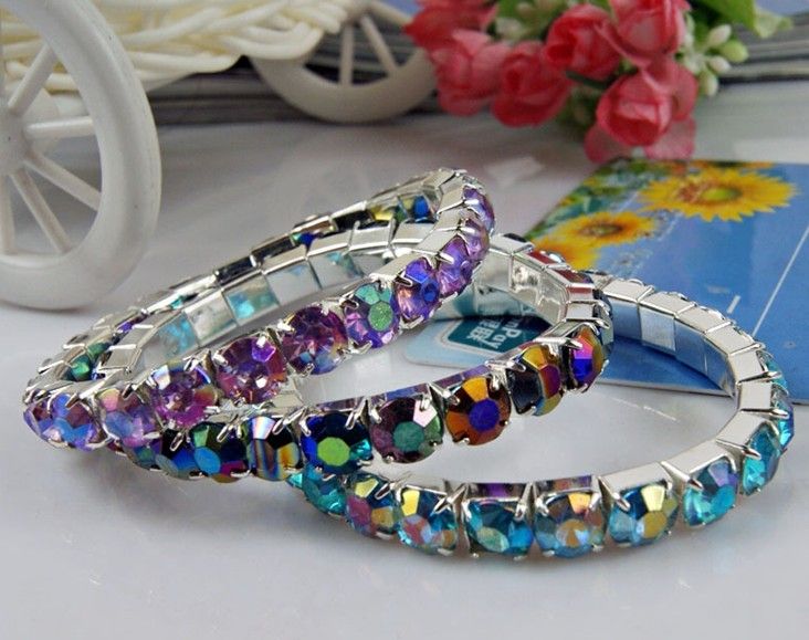 Download 2019 New Arrival Multi Color Rhinestone Crystal Stretch Bracelet Tennis Bracelets From ...