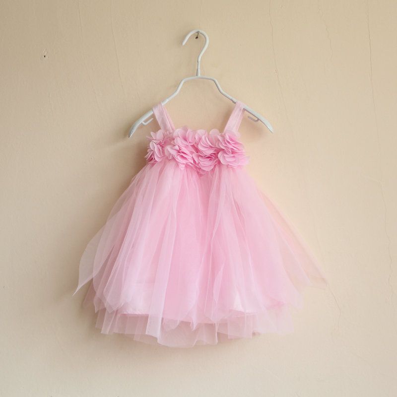Baby Girls Petal Tulle Tutu WHITE Lace Dresses Kids Girl Strap Princess