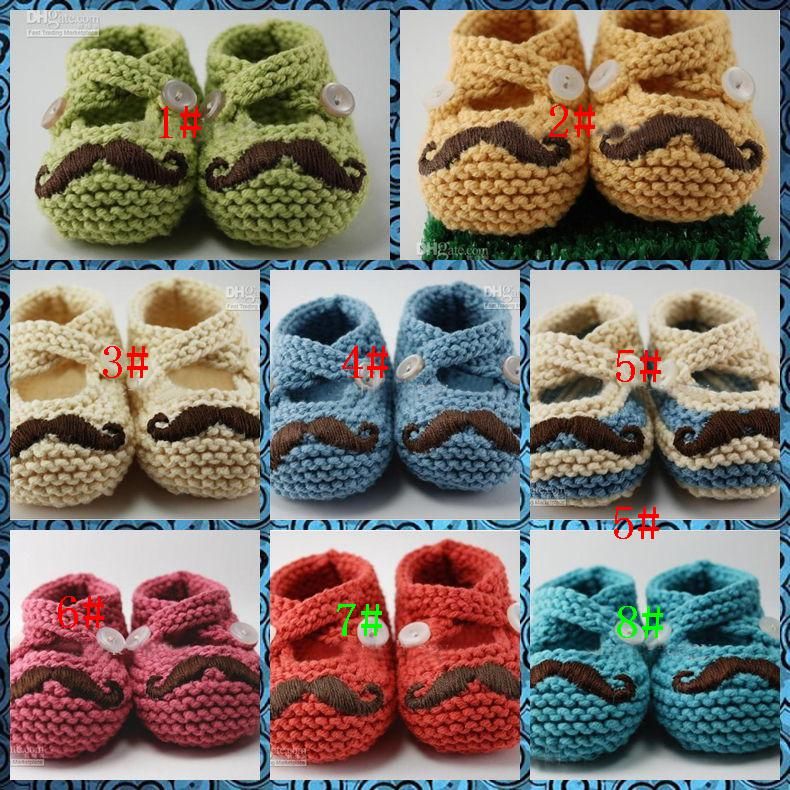 ひげの靴かぎ針編みの赤ちゃん男の子の赤ちゃん女の子の靴の靴幼児の靴ベビーシューズ12ペア0~12ヶ月
