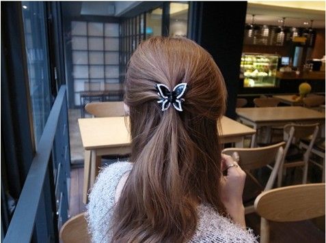 2019 Women's Hair Claw Clips Black Inlay Rhineston ...