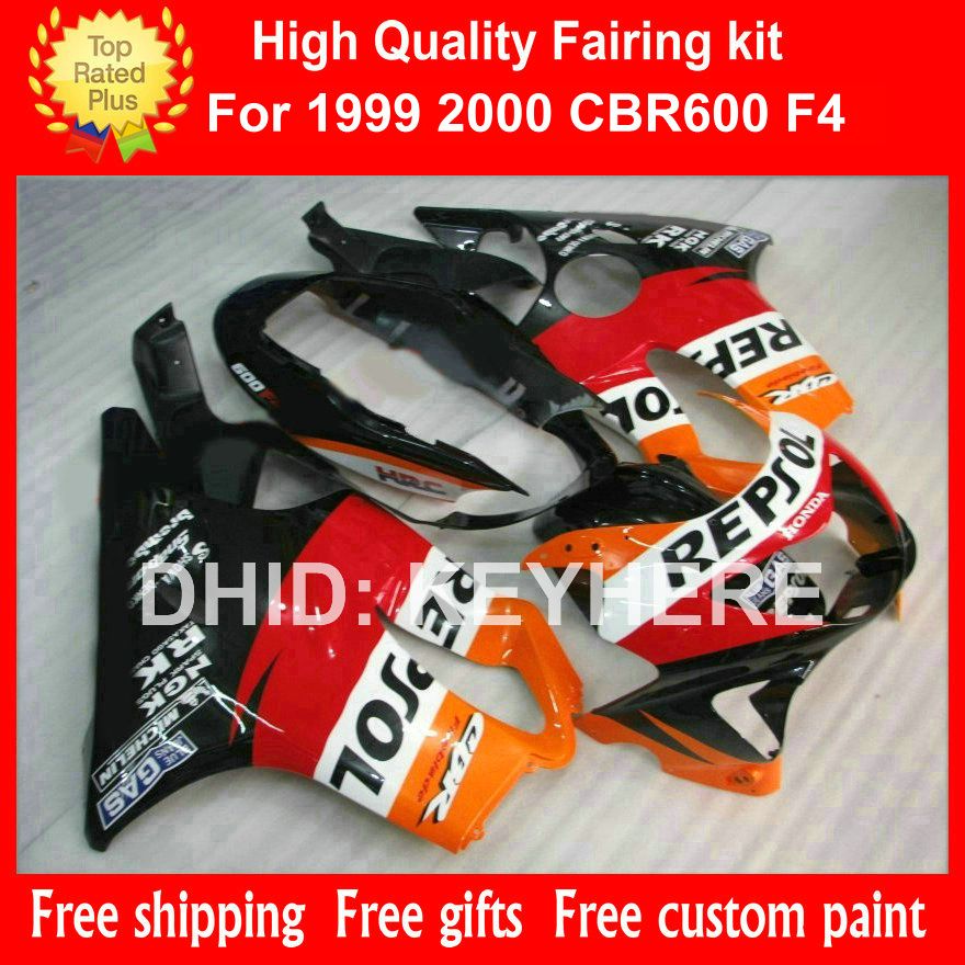 Custom race kuip kit voor HONDA CBR 600 1999 00 CBR600 1999 2000 F4 99 stroomlijnkappen motorfiets carrosserie set aftermarket oranje rood REPSOL G3b