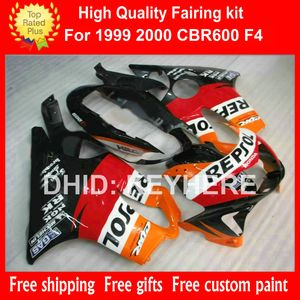 Anpassat race fairing kit för Honda CBR 600 1999 00 CBR600 1999 2000 F4 99 FAIRINGS MOTORCYCLE BODYWORK SET Aftermarket Orange Red Repsol G3B