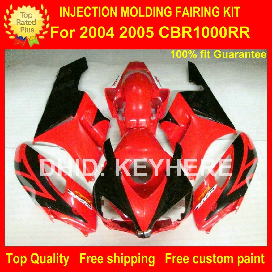 Kundenspezifisches ABS-Verkleidungsset für HONDA CBR1000RR 04 05 CBR-100RR 2004 2005 Verkleidungen, Motorradteile, Karosseriesatz, hochwertiges Rot-Schwarz-G1b