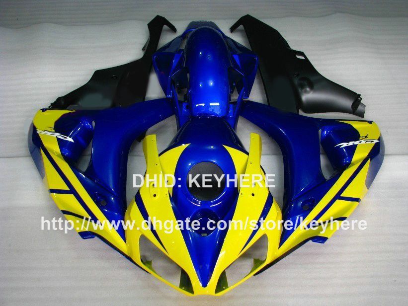 ABS Plastic Fairing Kit för Honda CBR1000RR 06 07 CBR 1000RR 2006 2007 FAIRINGS MOTORCYCLE PARTS kroppsarbete eftermarknad gult blå svart G1A