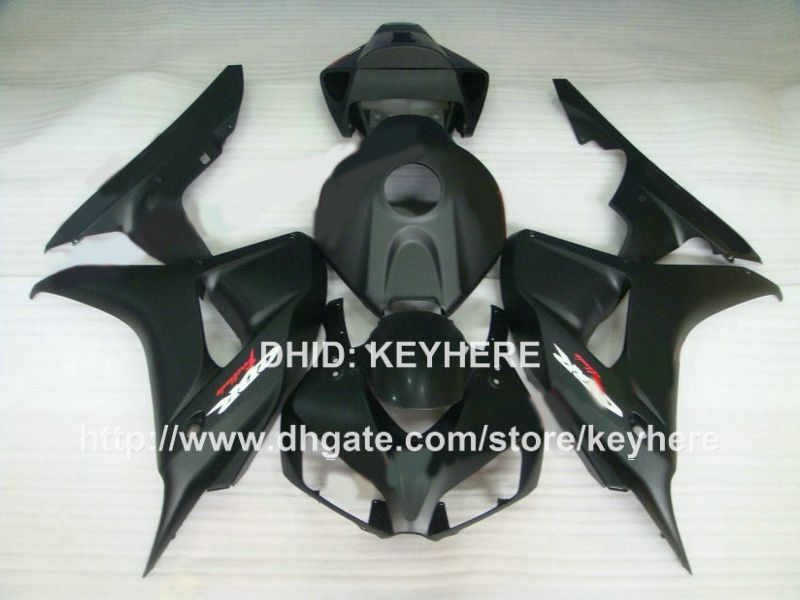 Anpassat race fairing kit för Honda CBR1000RR 06 07 CBR 1000RR 2006 2007 FAIRINGS MOTORCYCLE Body Work Aftermarket Hot Slae All Flat Black G6A