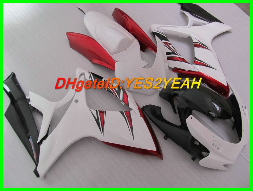 SUZUKI GSXR için beyaz Kırmızı Fairing gövde kiti 600 750 06 07 K6 Karoseri GSXR600 GSXR750 2006 2007