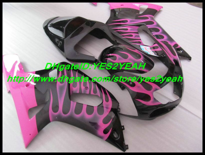 Kit de carénage Pink Flames pour SUZUKI GSXR 600 750 GSX-R 600 2001 2002 2003 GSXR600 GSXR750 01 02 03 K1 Kit de carénage K90