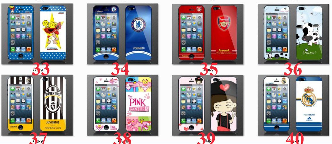 40 Cartoon Designs Screen Protector Film Protective Cover Sticker Front+Back For IPHONE 5 5G 5th ...
