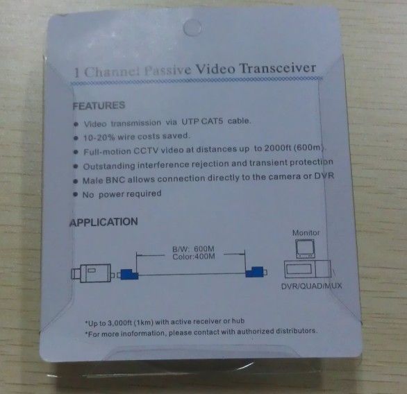 Cat5 cctv câmera bnc vídeo balun transceptor cabo de rede sem necessidade de energia 25 pares 6110029