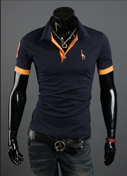 

2015 новая рубашка поло для мужчин роскошные повседневная Slim Fit стильный с коротким