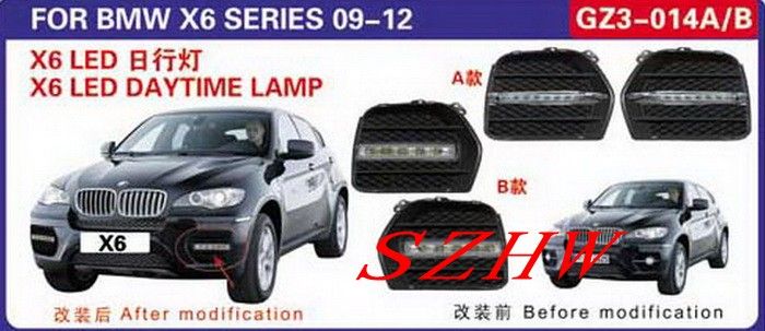 OSRAM led Chips daytime running light DRL with fog lamp cover for 2008- 2013 BMW X6, replacement, fast shipping