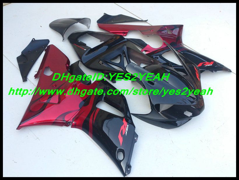 ABS Rot Schwarz Verkleidungsset für Yamaha YZF R1 00 01 YZF-R1 YZF1000 YZFR1 2000 2001 Verkleidungsset + 7 Geschenke