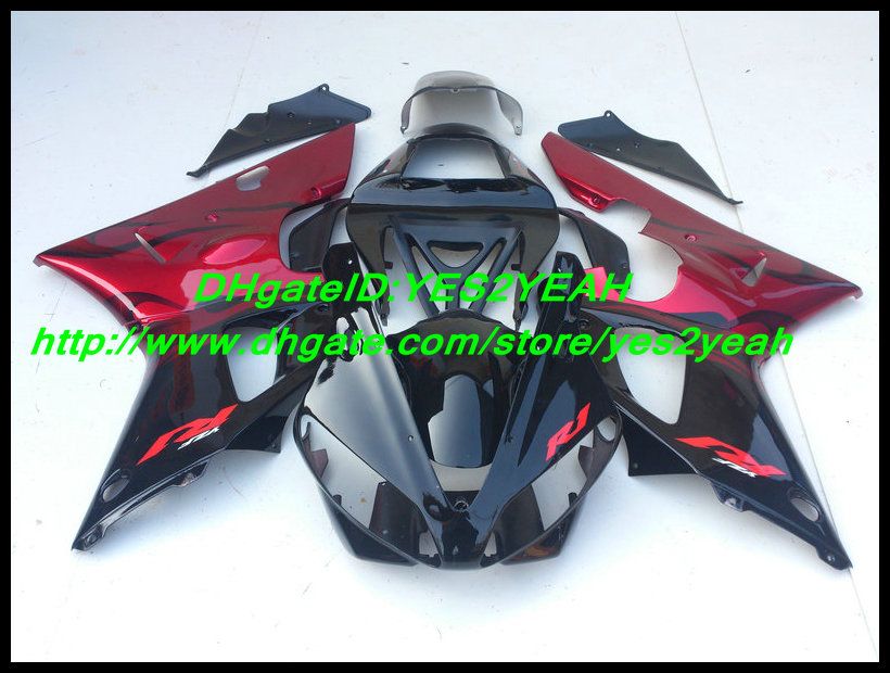 ABS Rot Schwarz Verkleidungsset für Yamaha YZF R1 00 01 YZF-R1 YZF1000 YZFR1 2000 2001 Verkleidungsset + 7 Geschenke
