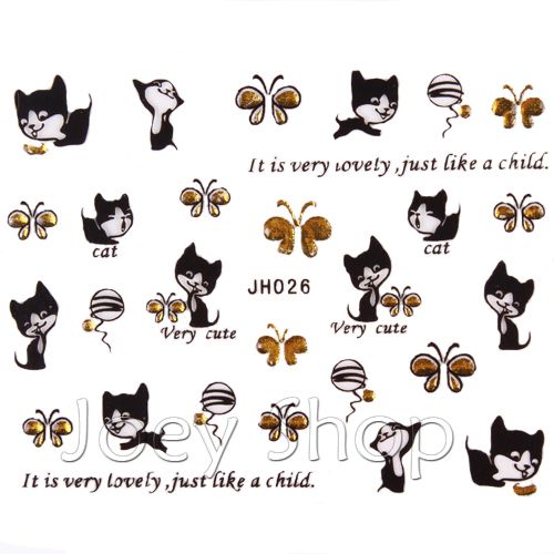 NEW 12 Designs Lovely Cat Nail Art 3D Sticker In Black Gold From Bandd 35 90 DHgate Com