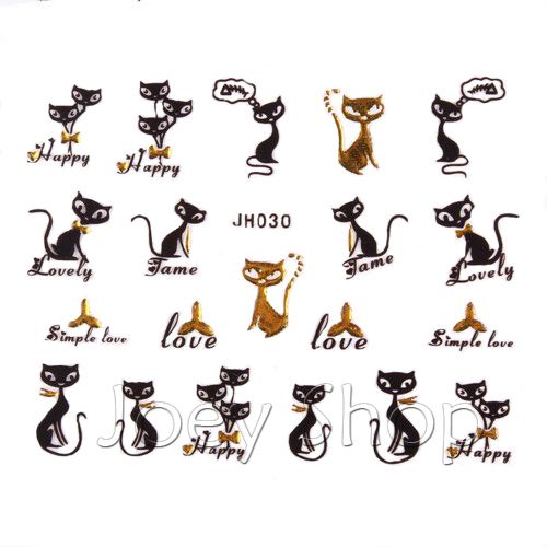 NEW 12 Designs Lovely Cat Nail Art 3D Sticker In Black Gold From Bandd 35 90 DHgate Com