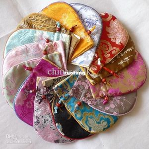 Algodão preenchido pequeno tecido de seda sacos de cordão para jóias presente artesanato de armazenamento bolsa atacado 50 pçs / lote