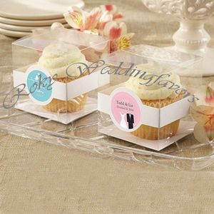X9X9CM Bomboniere Favor Holder Clear PVC CupCake Box with Paper Insert Party Package Supplies