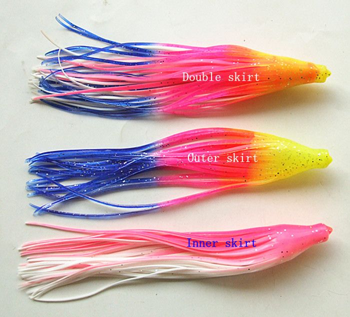 8 inch Octopus Lure Fishing Lure Soft Skirt Bait Soft Bait Soft Sea Baits Fishing Tackle Trolling Lure Multiple color Matching Double Skirt