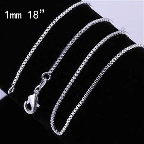 

50pcs/lot 1.4mm 18inch Box chain 925 Silver Plated Chain DIY Pendant Necklace Chain Jewelry Diy Jewelry